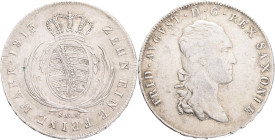 SAXONY FRIEDRICH AUGUST III. 1 Thaler 1813 SGH, Kahnt#416 Ag.27,93g 39 mm mint Dresden