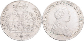 SAXONY FRIEDRICH AUGUST III. 2/3 Thaler 1765 EDC, KM#981 Silver 13,92g 33 mm mint Dresden