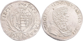 SAXONY JOHANN GEORG II. 2/3 Thaler 1676 CR, KM#549 Ag. 15,55g mint Dresden