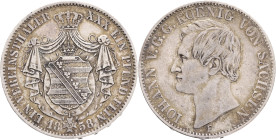 SAXONY JOHANN V.  1  Vereinsthaler 1858 F, KM#1192, Thun#339, Ag. 900 18,52g, 33 mm, patina, Dresden