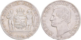 SAXONY JOHANN V.  1  Vereinsthaler 1860 B, mining, Thun#342, Ag. 900 18,52g, 33 mm, Dresden