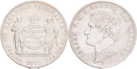 SAXONY JOHANN V.  1 Vereinsthaler 1869 B, mining, Thun#350, Ag. 900 18,52g, 33 mm, Dresden