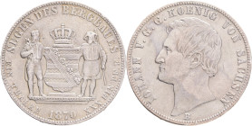 SAXONY JOHANN V.  1  Vereinsthaler 1870 B, Thun#350, Ag. 900 18,52g, 33 mm, Dresden