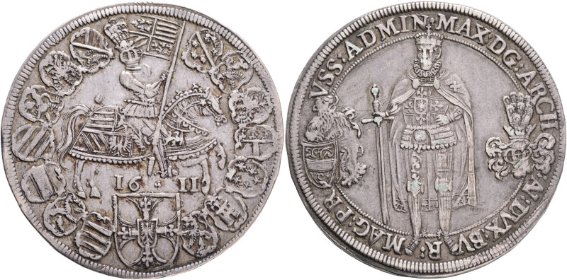 Teutonic Order MAXIMILIAN I. 1 Thaler 1611 Grandmaster standing, KM#11, Dav CCT#...