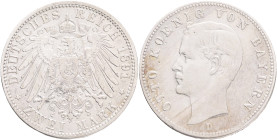 BAVARIA OTTO 2 Mark 1891 D,  J#45, Ag.900 11,10g, 28/1,92 mm, patina, Munchen