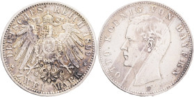 BAVARIA OTTO 2 Mark 1899 D,  J#45, Ag.900 11,11g, 28/2,1mm, Munchen