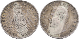 BAVARIA OTTO 3 Mark 1909 D, patina, J#47, Ag.900 16,67g, 33mm, Mnichov, edge