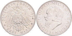 BAVARIA LUDVIG III. 3 Mark 1914 D,  J#52,  Ag.900 16,667g , 33 mm, Munchen