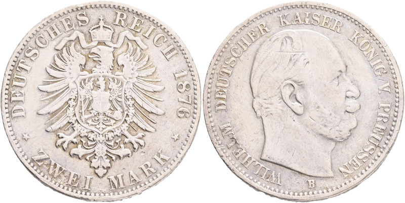 PRUSSIA WILHELM I. 2 Mark 1876 B, J#96, Ag.900 11,11g, 28/2,5mm, Hannover

VF