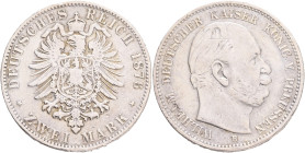 PRUSSIA WILHELM I. 2 Mark 1876 B, J#96, Ag.900 11,11g, 28/2,5mm, Hannover