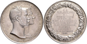 PRUSSIA WILHELM I. Medal 1888, silver wedding anniversary of the 10.10.1888, busts of Vilem I. and wife Augusta, Ag. 900 60,8g, 55mm