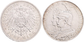 PRUSSIA FRIEDRICH I. 5 Mark 1901 , Bicentennial of the Kindom of Prussia,  J#106, Ag. 900 27,77g, 38/3mm, Berlin, luster mint