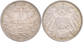 PRUSSIA WILHELM II. 1 Mark 1915 F, Stuttgart, J#17 Ag.900 5,556g, 24/1,4mm