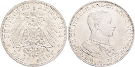 PRUSSIA WILHELM II. 3 Mark 1914 A , KM#538 J#113, Ag.900 16,67g 33mm Berlin