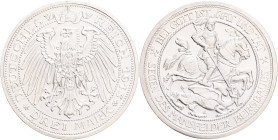 PRUSSIA WILHELM II. 3 Mark 1915 A 100th Anniversary of the Passing of Mansfeld R! extraordinary specimen, J#115 Ag.900 16,67g 33mm mint Berlin