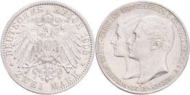 SAXONY-WEIMAR-EISENACH WILHELM ERNST 2 Mark 1903 A Groszherzog WILHELM ERNST and CAROLINE First marriage,J#158 Silver Ag.900 11,11g 28/2,1mm mint Berl...
