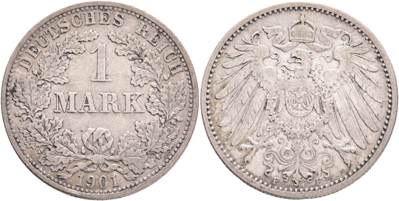 PRUSSIA WILHELM II. 1 Mark 1901 F, Stuttgart, J#17 Ag.900 5,556g, 24/1,4mm 

U...