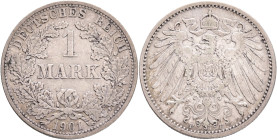 PRUSSIA WILHELM II. 1 Mark 1901 F, Stuttgart, J#17 Ag.900 5,556g, 24/1,4mm