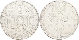 Weimar rep. 5 Mark 1929 E 1000th Anniversary of Meissen, J#339 Ag.500 25g 36mm mint Muldenhütten