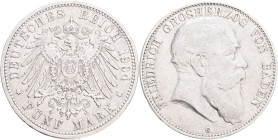 BADEN FRIEDRICH I. 5 Mark 1900 G , KM#268 J#29, Ag.900 27,77g 38mm Karlsruhe