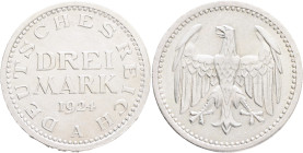 Weimar republic 3 Mark 1924 A,  J#312, Ag. 500 15g, 30/2,5 mm, Berlin