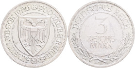 Weimar republic 3 Mark 1926 A 700th Anniversary of Freedom for Lubeck, J#323, Ag.500 15g , 30mm, Berlin