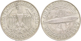 Weimar republic 3 Mark 1930 D,  Zeppelin, J#342, Ag. 500 14,98g, 30/2,1 mm, Munchen