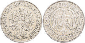 Weimar republic 5 Marka 1928 A " Oak"  J#331 Ag.500 25g 36mm  Berlin