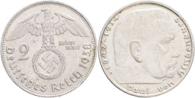 Third Reich 2 Mark 1938 E , J#366 Ag.625 8g, 25/2,15mm E Muldenhütten