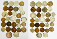 Lot 30 coins 1918-1945 1 Pfenig 5x, 2 Pfenig 5x , 6x with cross , 5 Pfenig 6x, 10 pfenig 5x, Ag 1 Mark 3x