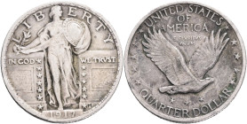 USA Quarter Dollar 1917 Standing Liberty Quarter KM#145, Ag 900 6,25g 24,3mm mint Philadelphia