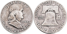 USA Half Dollar Franklin 1948 Philadelphia , KM#199 Ag.900 12,36g