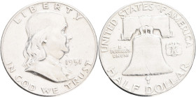 USA Half Dollar Franklin 1951 Philadelphia , KM#199 Ag.900 12,5g