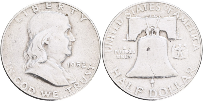 USA Half Dollar Franklin 1952 Philadelphia , KM#199 Ag.900 12,5g 

XF/VF