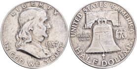 USA Half Dollar Franklin 1957 D Denver , KM#199 Ag.900 12,50g