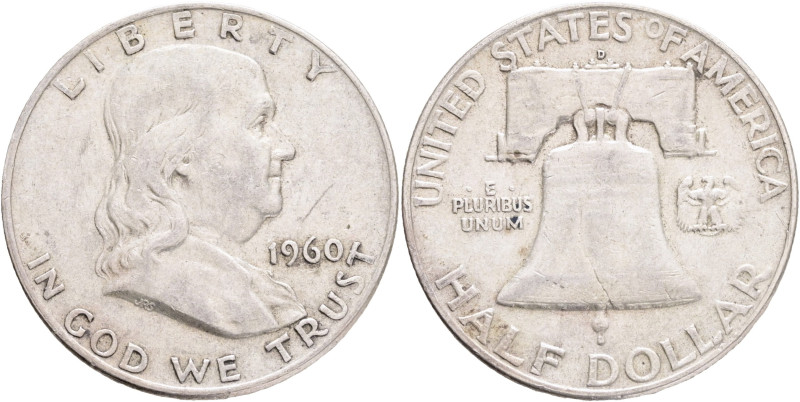USA Half Dollar Franklin 1960 D Denver , KM#199 Ag.900 12,31g 

VF+