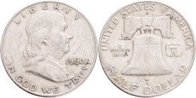 USA Half Dollar Franklin 1960 D Denver , KM#199 Ag.900 12,31g