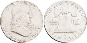 USA Half Dollar Franklin 1961 Philadelphia , KM#199 Ag.900 12,5g