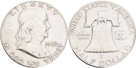 USA Half Dollar Franklin 1962 Philadelphia , KM#199 Ag.900 12,47g