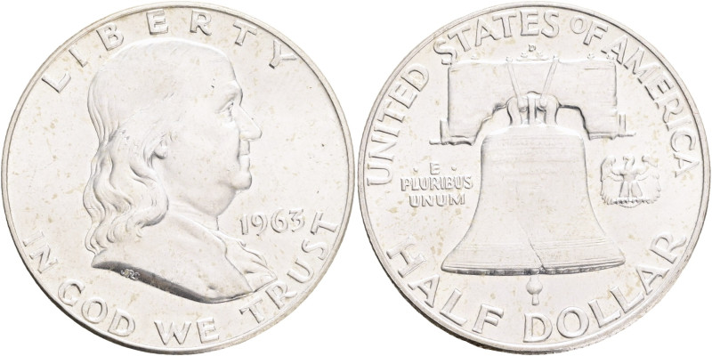 USA Half Dollar Franklin 1963 D Denver , KM#199 Ag.900 12,50g 

UNC-