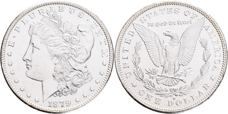 USA 1 Dollar MORGAN 1879 S San Francisco , KM#110 Ag.900 26,60g, variant slanted...