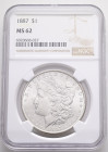 USA 1 Dollar MORGAN 1887 Philadelphia  , KM#110 NGC 6020668-027 NGC MS62