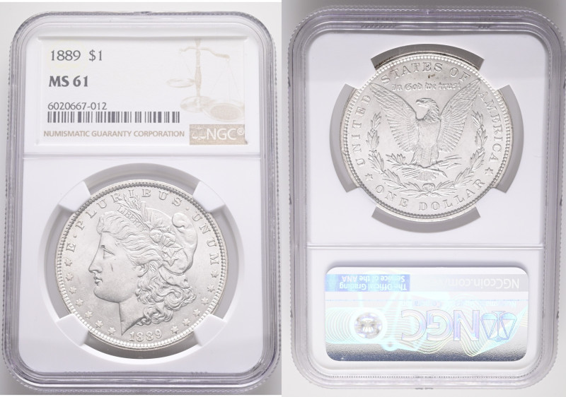 USA 1 Dollar MORGAN 1889 Philadelphia , KM#110 NGC 6020667-012 NGC MS61

NGC M...