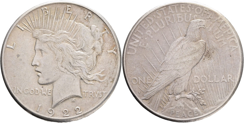 USA 1 Dollar PEACE 1922 S San Francisco , KM#150 Ag.900 26,68g, patina

XF/VF