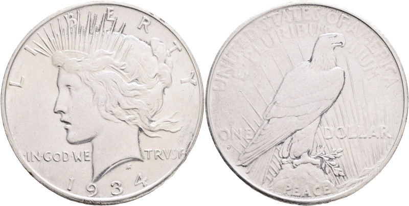USA 1 Dollar PEACE 1934 D Denver , KM#150 Ag.900 26,65g 

UNC-