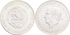 Mexico 5 Pesos 1956 Mo, Independencia Y Libertad HIDALGO, Mexican rep. KM#469 Ag.720 18,05mm 36mm , Mexican Mint