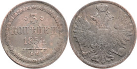 NICHOLAS I. 3  Kopecks  1851 BM  C#151.3 Cooper 15,36g 31,9mm  Warsaw Mint R! dim
