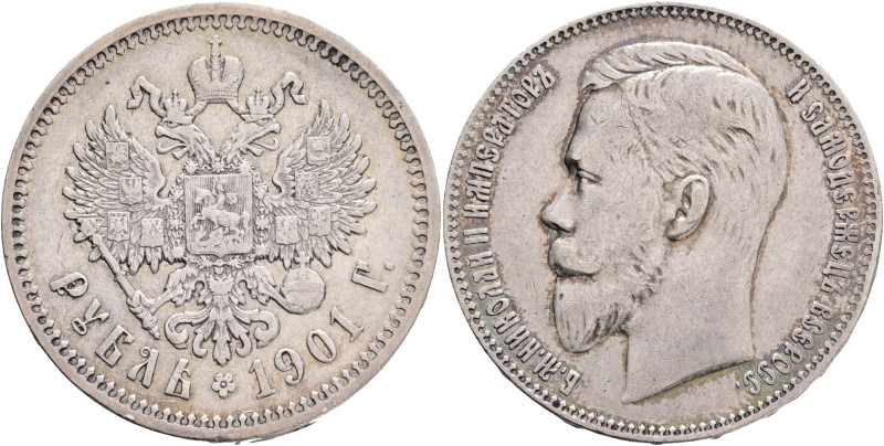NICHOLAS II. 1 Ruble 1901 FZ Y#59.3 Ag.900 20g 33,65mm St.Petersburg mintmaster ...