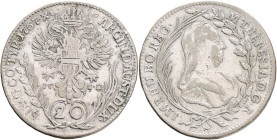 MARIA THERESIA 1740-1780 20 Kreutzer 1767 I.C., S.K., KM#1999 Ag.583 6,68g 28mm, Vienna, hair lines