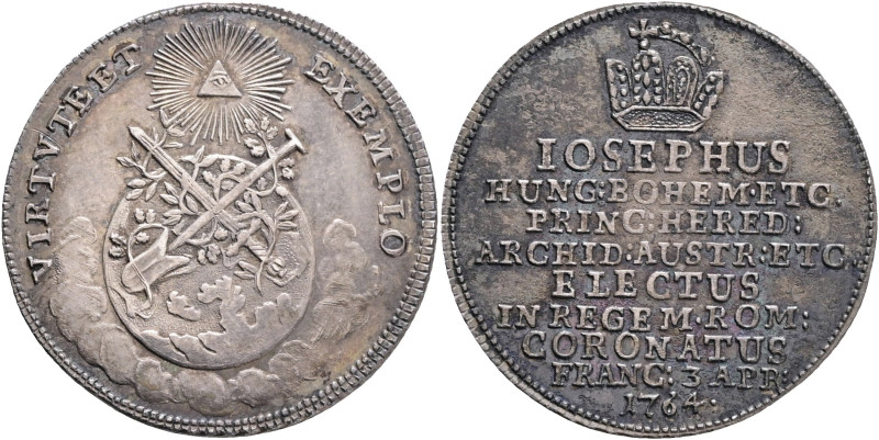 JOSEPH II. 1765-1790 Silver Token 1764, coronation by Roman emperor, Frankfurt, ...